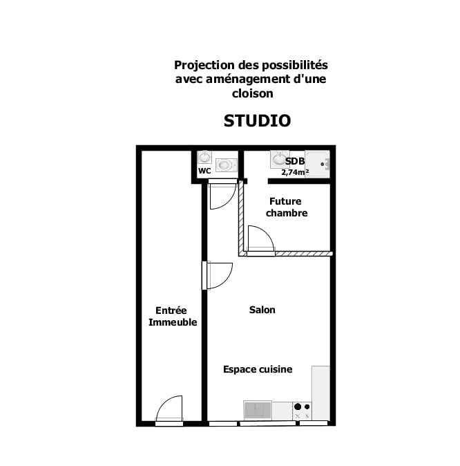 Beau studio entièrement rénové