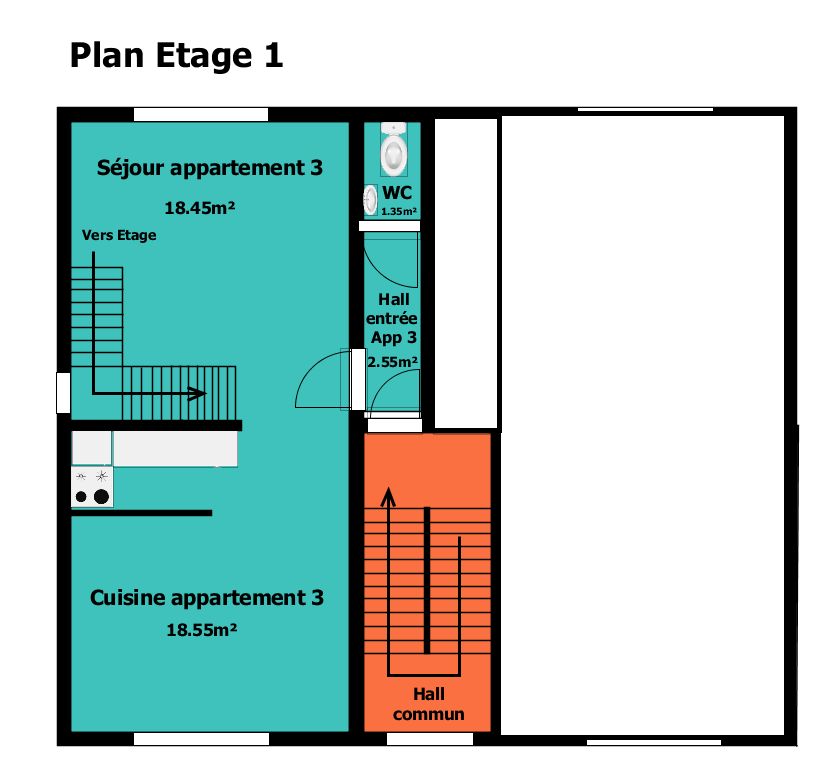 Beau duplex 2 chambres