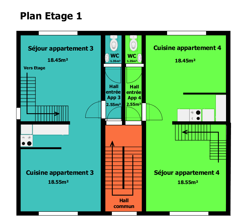 Immeuble rapport composé de 4 appartements