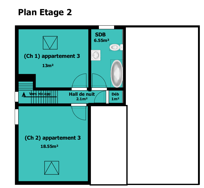 Beau duplex 2 chambres