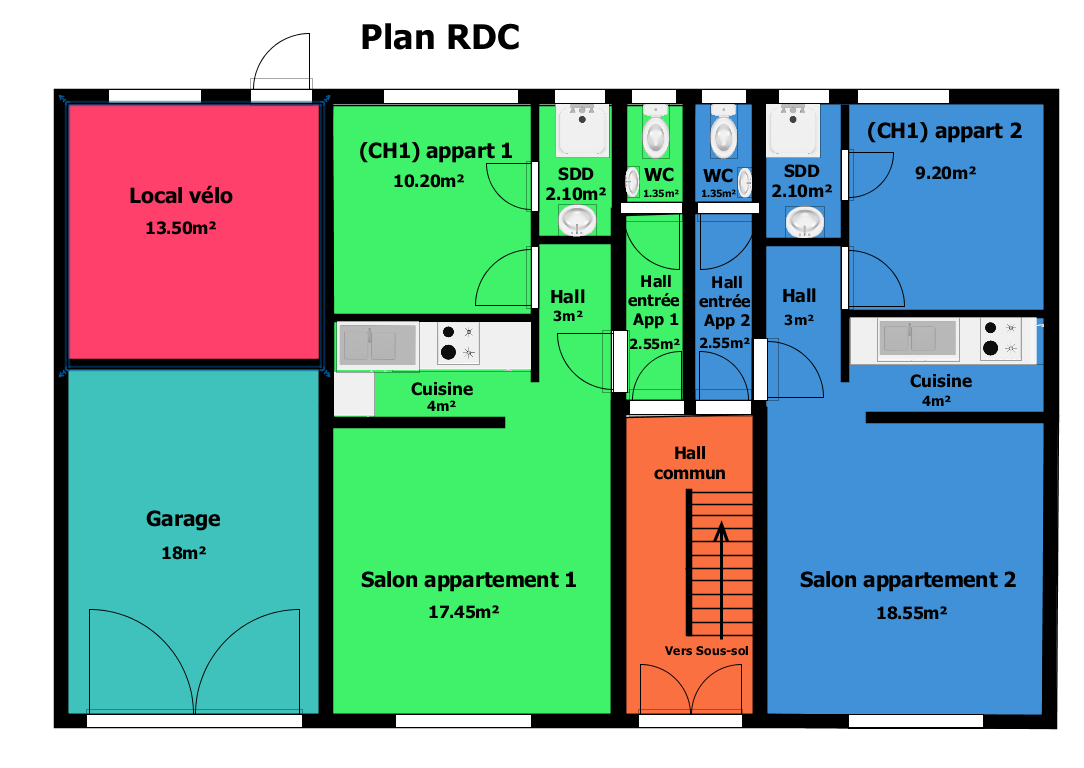 Immeuble rapport composé de 4 appartements