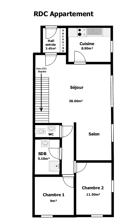 Bel appartement duplex