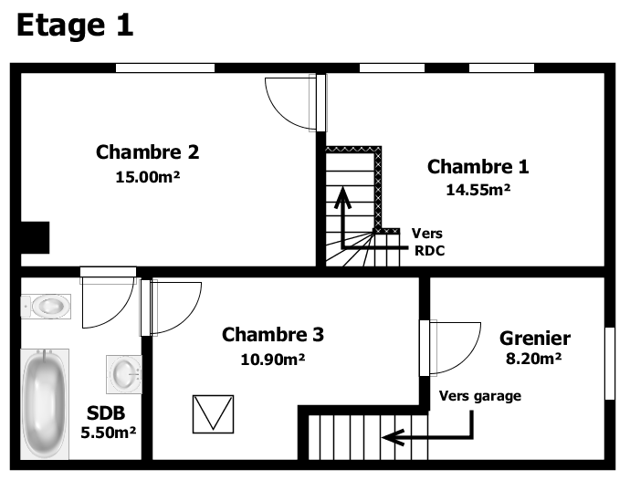 Maison 3 chambres avec jardin