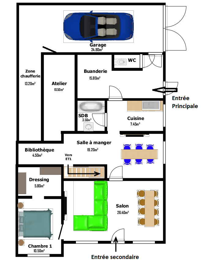 Grande maison 4 chambres à rénover, exploitable sur plus de 250m²